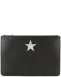 schwarze Leder Clutch mit Sternenmuster von Givenchy