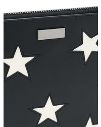 schwarze Leder Clutch mit Sternenmuster von Stella McCartney