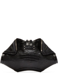 schwarze Leder Clutch von Alexander McQueen
