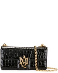 schwarze Leder Clutch von Alexander McQueen