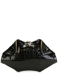 schwarze Leder Clutch von Alexander McQueen