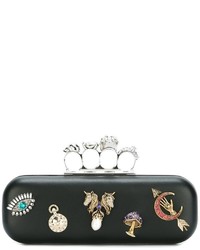 schwarze Leder Clutch von Alexander McQueen