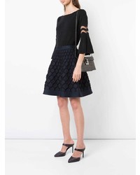 schwarze Leder Clutch von Oscar de la Renta