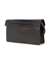 schwarze Leder Clutch von Oscar de la Renta