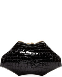 schwarze Leder Clutch von Alexander McQueen