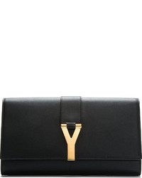 schwarze Leder Clutch von Saint Laurent