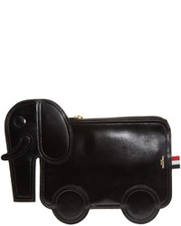 schwarze Leder Clutch von Thom Browne