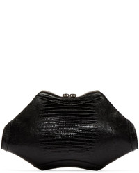 schwarze Leder Clutch von Alexander McQueen