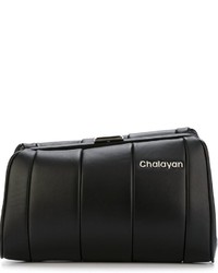 schwarze Leder Clutch von Chalayan