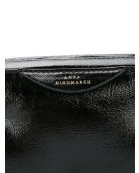 schwarze Leder Clutch von Anya Hindmarch