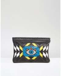 schwarze Leder Clutch von Cleobella