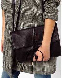 schwarze Leder Clutch von Asos