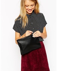 schwarze Leder Clutch von Asos