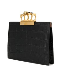 schwarze Leder Clutch von Alexander McQueen