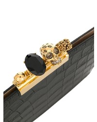 schwarze Leder Clutch von Alexander McQueen