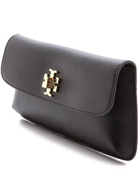 schwarze Leder Clutch von Tory Burch