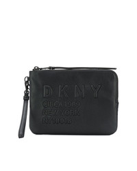 schwarze Leder Clutch von DKNY