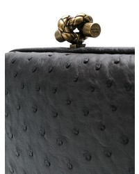 schwarze Leder Clutch von Bottega Veneta