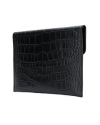 schwarze Leder Clutch von Alexander McQueen