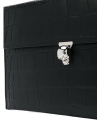 schwarze Leder Clutch von Alexander McQueen