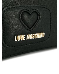 schwarze Leder Clutch von Love Moschino