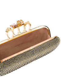 schwarze Leder Clutch von Alexander McQueen