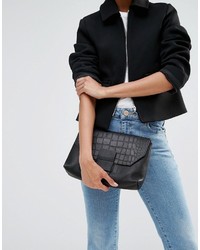 schwarze Leder Clutch von Asos