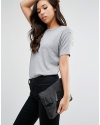 schwarze Leder Clutch von Asos