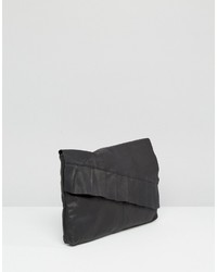 schwarze Leder Clutch von Asos