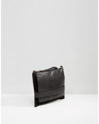 schwarze Leder Clutch von Oasis