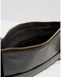 schwarze Leder Clutch von Oasis