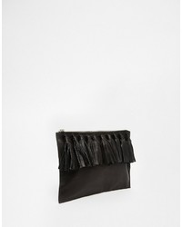 schwarze Leder Clutch von Asos