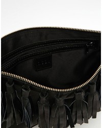 schwarze Leder Clutch von Asos