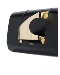 schwarze Leder Clutch von Perrin Paris