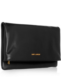 schwarze Leder Clutch von Saint Laurent