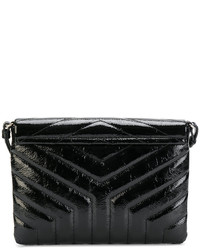 schwarze Leder Clutch von Saint Laurent