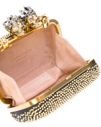 schwarze Leder Clutch von Alexander McQueen