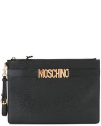 schwarze Leder Clutch von Moschino