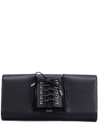 schwarze Leder Clutch von Perrin Paris