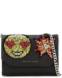 schwarze Leder Clutch von Philipp Plein