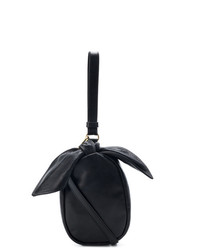 schwarze Leder Clutch von Simone Rocha
