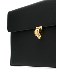 schwarze Leder Clutch von Alexander McQueen