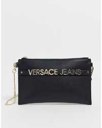 schwarze Leder Clutch von Versace Jeans