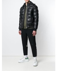 schwarze Leder Daunenjacke von Les Hommes