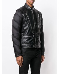 schwarze Leder Daunenjacke von Diesel