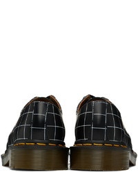 schwarze Leder Derby Schuhe mit Karomuster von Undercover