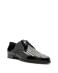 schwarze Leder Derby Schuhe mit Karomuster von Saint Laurent