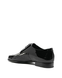 schwarze Leder Derby Schuhe mit Karomuster von Saint Laurent