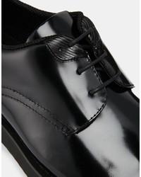 schwarze Leder Derby Schuhe von Asos