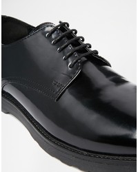 schwarze Leder Derby Schuhe von Asos